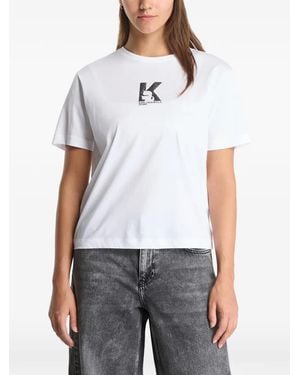 KARL LAGERFELD Logo-Print T-Shirt - White