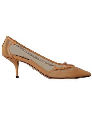 Dolce & Gabbana Mesh Chain-Detail Pumps - Natural