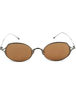 Rigards Polished Titanium Oval-Frame Sunglasses - Natural