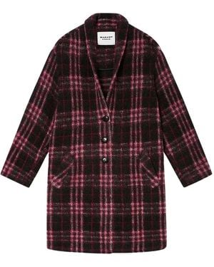 Isabel Marant Gabriel Checked Single-Breasted Coat - Red