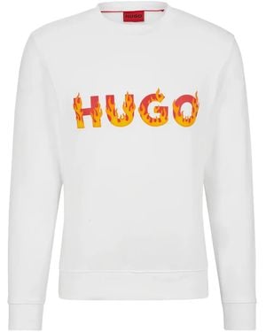 HUGO Ditmo Sweatshirt Mit Logo - Weiß