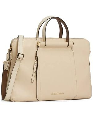 Piquadro Expandable Leather Laptop Bag - Natural