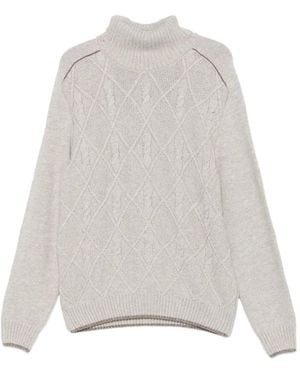 Paul & Shark Rollkragenpullover Mit Zopfmuster - Weiß