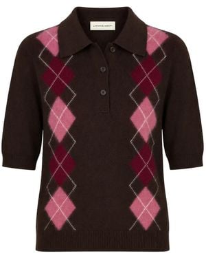 Liviana Conti Isma Argyle Short-Sleeve Jumper - Red