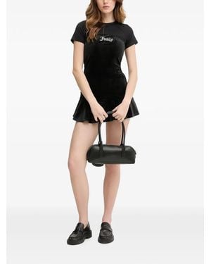 Juicy Couture Robe Courte Volantée À Logo Strassé - Noir