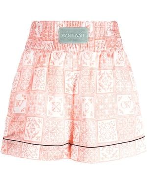 Off-White c/o Virgil Abloh Logo-Appliqué High-Waist Mini Shorts - Pink