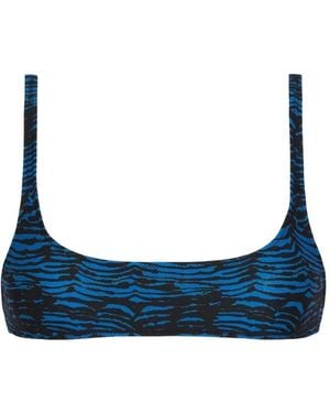 Tropic of C Tiger-Print Scoop-Neck Bikini Top - Blue