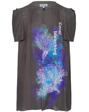 Yohji Yamamoto Graphic-Print Blouse - Blue