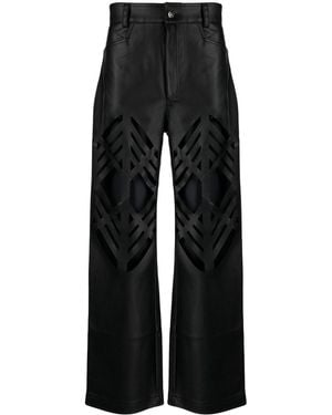 AV VATTEV Laser-Cut Straight-Leg Trousers - Black