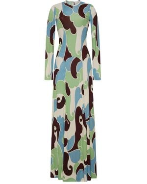 Cara Cara Abito Lungo Aspen Con Stampa - Verde