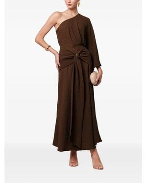 Savel Ellie One-Shoulder Midi Dress - Brown