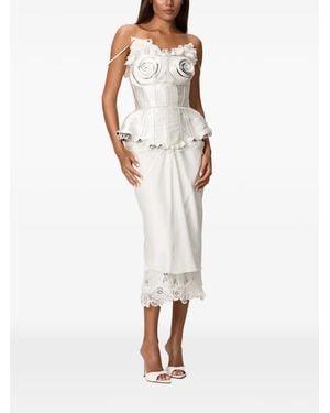 NORINA ST Mirage Rose-Appliqué Peplum Corset - White