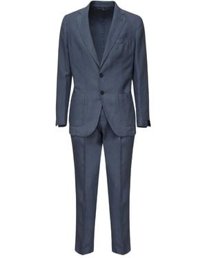 Santaniello Linen Single-Breasted Suit - Blue
