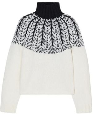 Closed Jersey De Punto De Intarsia Con Cuello Alto - Blanco