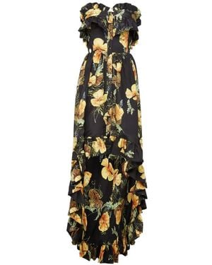 Philipp Plein Flower-Print Asymmetric Dress - Black