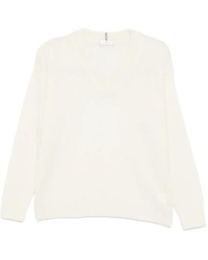Panicale V-Neck Drop-Shoulder Jumper - White