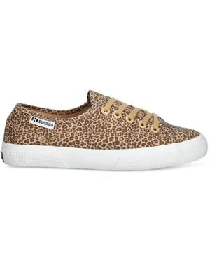 Superga Baskets En Maille À Imprimé Léopard - Brown