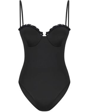 Magda Butrym Bañador con ribete de ganchillo - Negro