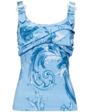 Versace Jeans Couture Wave Couture-Print Tank Top - Blue