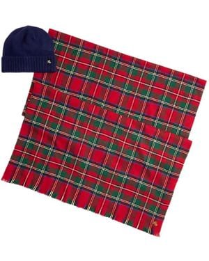 Polo Ralph Lauren Ensemble Bonnet-Écharpe À Motif Tartan - Red