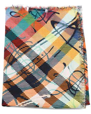 Vivienne Westwood Plaid Fringed Scarf - Grey