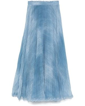 Ermanno Scervino Denim-Print Maxi Skirt - Blue