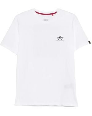 Alpha Industries Round-Neck Logo-Print T-Shirt - White