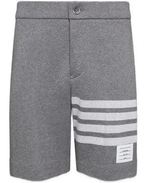 Thom Browne Double Face Knit 4-Bar Bermuda Shorts - Gray