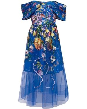 Marchesa Ribbons Midikleid Aus Tüll - Blau