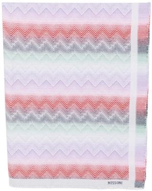 Missoni Zigzag-Knit Frayed Scarf - Pink