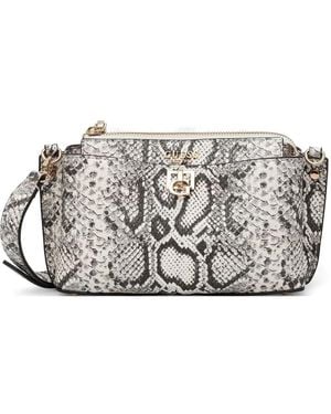 Guess Mini Bianca Snakeskin-Effect Crossbody Bag - Gray