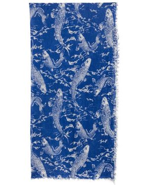 Mouleta Fish-Print Scarf - Blue