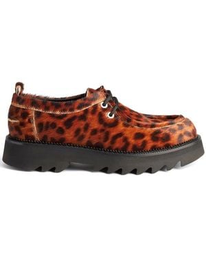 Ami Paris Leopard-Print Lace-Up Platform Shoes - Brown