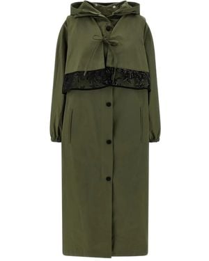 Le twins Removable-Hood Trench Coat - Green