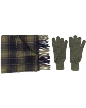 Barbour Tartan Scarf And Gloves Set - Black