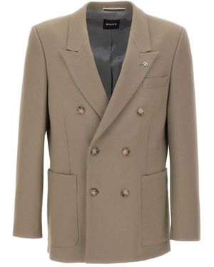 BOSS Double-Breasted Peak-Lapel Blazer - Natural