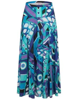 PUCCI Vivara Print Cotton Skirt - Blue