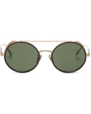 Linda Farrow Baret Round-Frame Sunglasses - Green