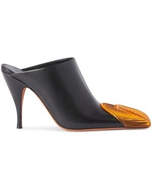 Off-White c/o Virgil Abloh Off Leather Lunar Mules - Black