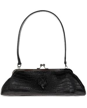 Kurt Geiger Kensington Croc-Effect Leather Shoulder Bag - Black