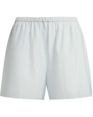 12 STOREEZ Gestreifte Shorts Mit Elastischem Bund - Blau