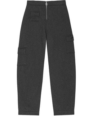 Ganni Cargo-Pockets Zip-Fly Straight Trousers - Grey