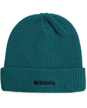 Wacko Maria Logo-Embroidered Ribbed Beanie Hat - Green
