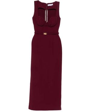 ROWEN ROSE Robe Longue En Satin À Détail Ceinturé - Purple