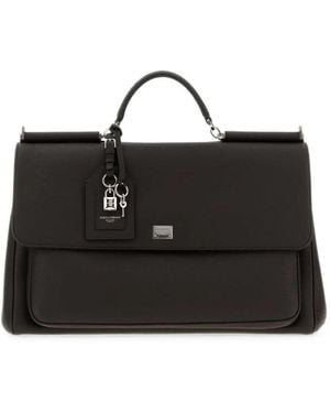 Dolce & Gabbana My Sicily Grained-Leather Tote Bag - Black