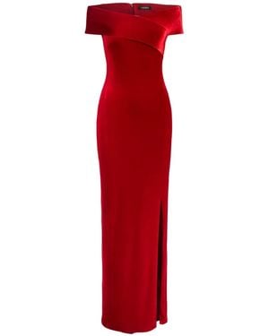 Ralph Lauren Off-Shoulder Velvet Maxi Dress - Red