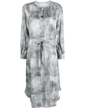 Peserico Abstract-Print Midi Dress - Gray