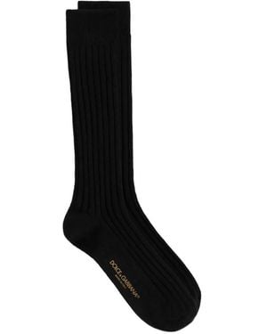 Dolce & Gabbana Chaussettes En Maille Côtelée - Black