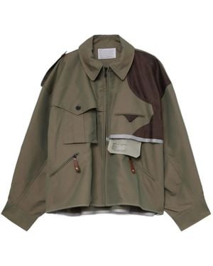 Kolor Cargo-Pocket Cotton-Blend Jacket - Green