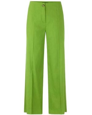 Marc Cain Waukee Pressed-Crease Wide-Leg Trousers - Green